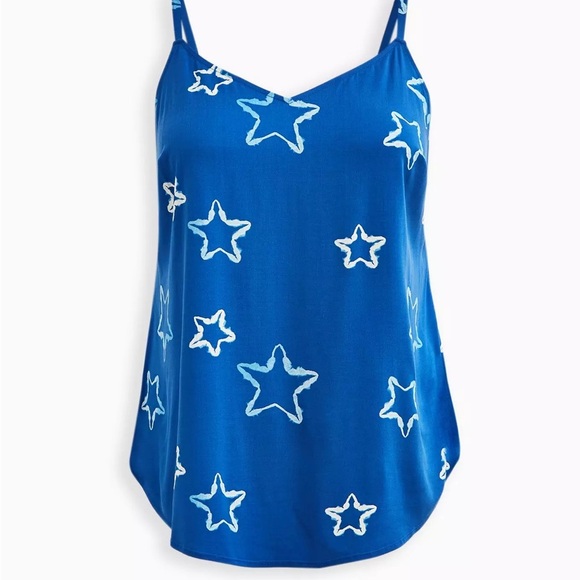 ✨Torrid Tank Top Blue Star Print Sleeveless V Neck Casual Plus Size 4 - Picture 2 of 4